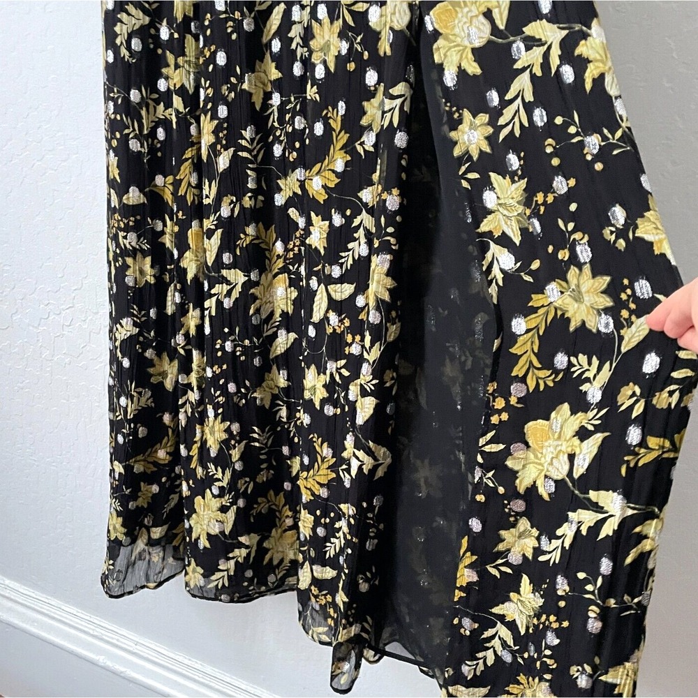 NWT $298 J.Crew Open-Back Metallic Clip-Dot Black Maxi Dress Golden Floral Sz 10 - Picture 5 of 16